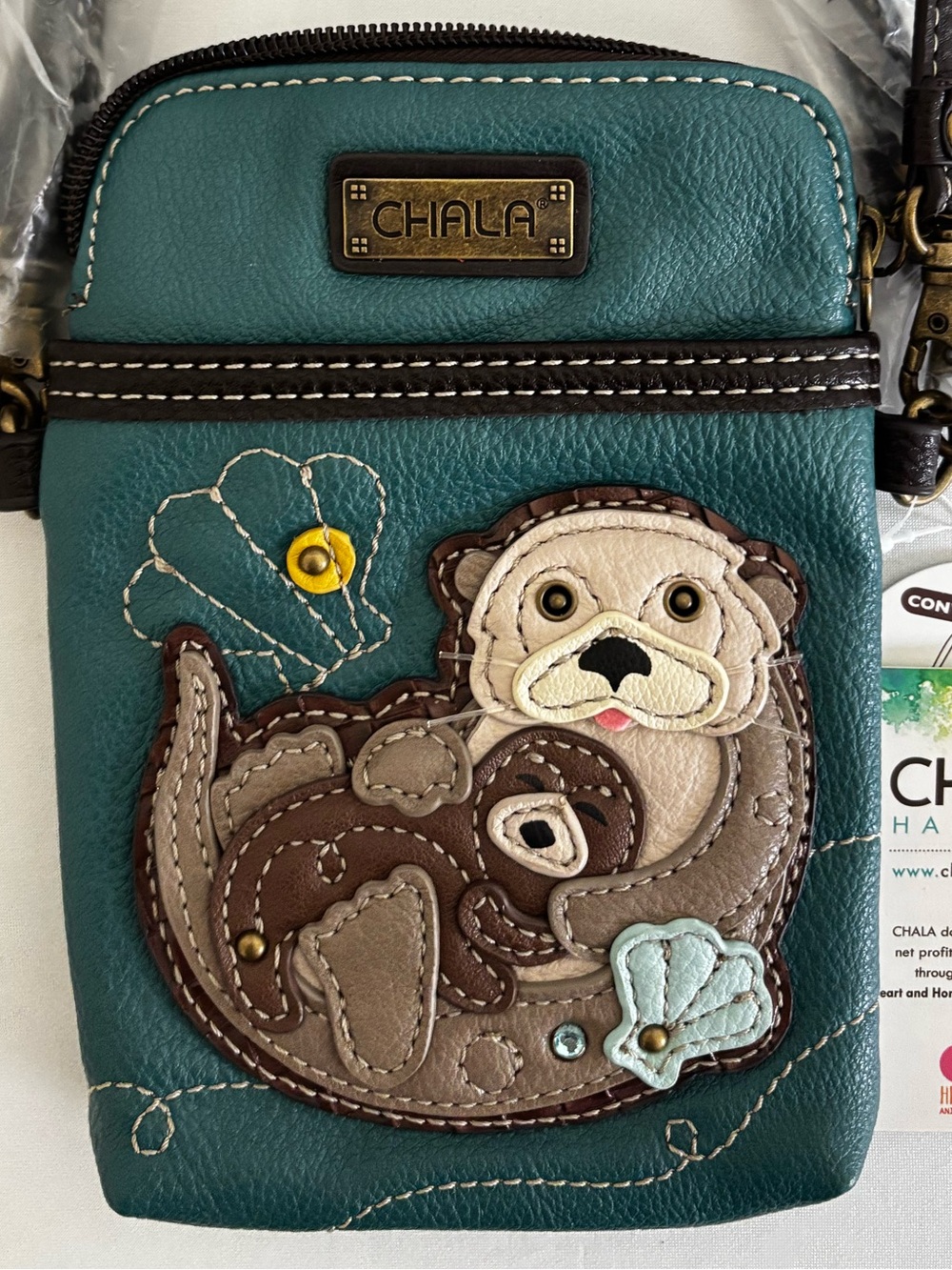 CHALA Otter Crossbody Bag Turquoise Convertible NWT Cell Phone Handbag Vegan